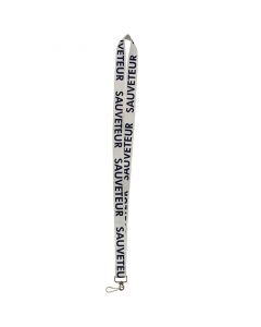 Sauveteur Print Lanyard in White with Blue Print
