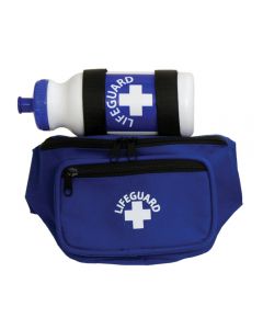 Royal Blue Waterpark Lifeguard Hip Pack With White Lifeguard Logo w/ Lifeguard Bottle with Black Straps