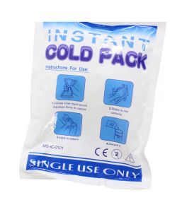 Instant Cold Pack in White with Blue Text and Images