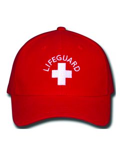 Front of Lifeguard Red™ Lifeguard Cap With White Lifeguard Logo