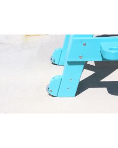 Wheels for Everondack Lifeguard Chairs Shown on Bottom of Lifeguard Chair in the Color Aruba Not In Use 