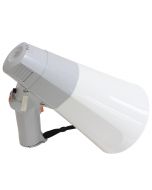 Side View of the Electronic Lifeguard Megaphone in Grey and White with Black Strap