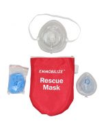 EMMOBILIZE™ Rescue Mask with Red Pouch  with White Text and Contents