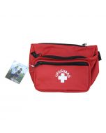 Lifeguard First Responder Hip Pack - 3 Pockets in Lifeguard Red with Black Zippers and White Lifeguard Logo with Tag Attached