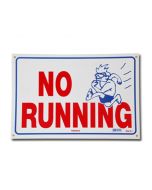 White With Red and Blue No Running Sign