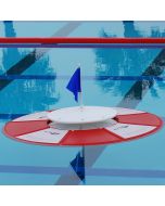 Red and White SKWIM™ Goal In Pool with Blue Flag